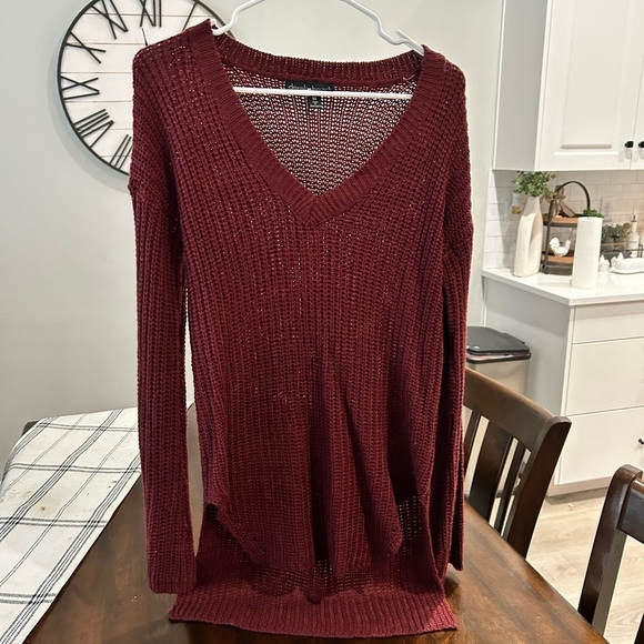 Derek Heart Red Crew Neck Sweater Lightweight Knit - Picture 9 of 9